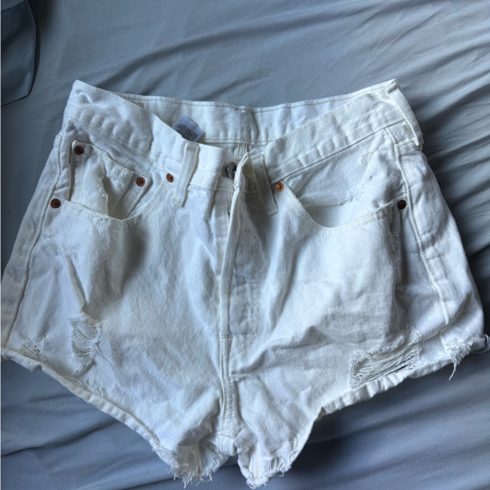 Levi's 501 White Denim Shorts